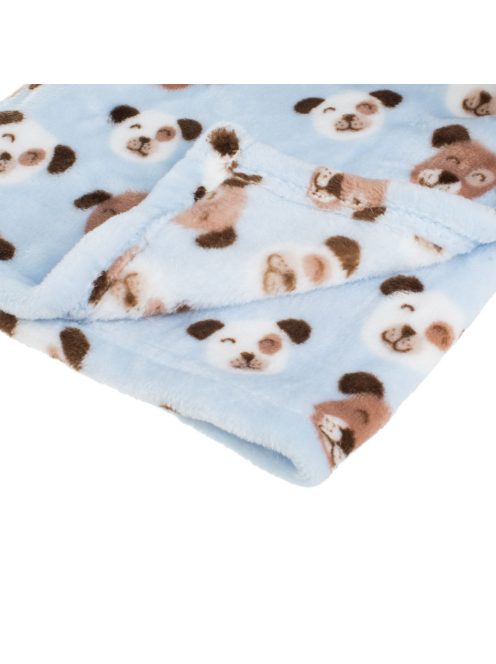 Бебешко поларено одеяло Куче с плюшена играчка, Двулицево 100x75 cm, Син