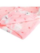 Бебешко поларено одеяло Коте с плюшена играчка, Двулицево 100x75 cm, Розово