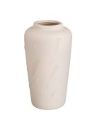 Декоративна керамична ваза с релефни детайли в пясъчен цвят, 15x27 см