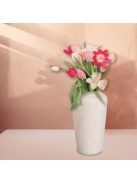 Декоративна керамична ваза с релефни детайли в пясъчен цвят, 15x27 см