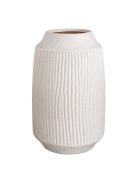 Декоративна керамична ваза с релефни вертикални линии в пясъчен цвят, 22x35 см