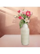 декоративна керамична ваза с гланцирано покритие и релефни вертикални линии в пясъчен цвят Ø19x48 сm 