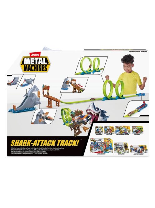 Детска Писта "Акула" и 1 количка,Дължина на пистата 2,63 cm, ZURU Metal Machines Shark Attack Track Set, 40x8x30cm, 4+ години