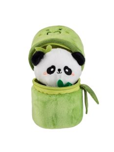   Плюшено мече ПАНДА в зелена бамбукова кутия с цип, 11 cm