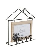Дървена рамка за снимки в метална основа с форма на къща с надпис „Home“, 21x7x23 см