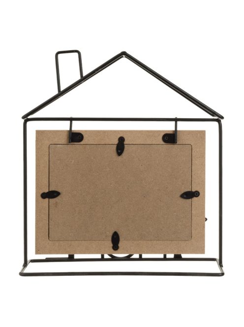 Дървена рамка за снимки в метална основа с форма на къща с надпис „Home“, 21x7x23 см