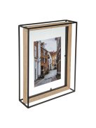 Дървена рамка за снимка със стъклено пано в метална основа, 23x7x30 см