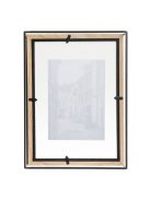 Дървена рамка за снимка със стъклено пано в метална основа, 23x7x30 см