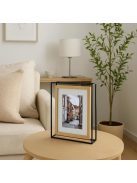 Дървена рамка за снимка със стъклено пано в метална основа, 23x7x30 см