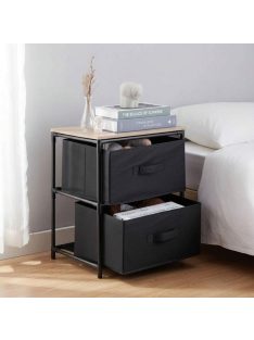   Шкаф за съхранение с 2 отделения от плат, Дървен плот, 40x30x47.5 см