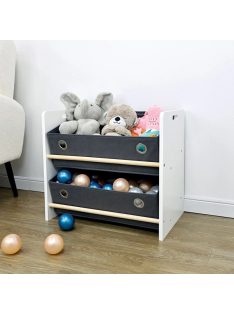  Дървена етажерка от MDF с 2 текстилни рафта, 55x35x50 см