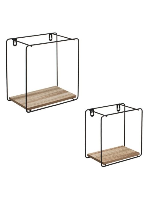Комплект универсален рафт за стена 2бр - 2 размера, Форма Правоъгълна, Метал и дърво