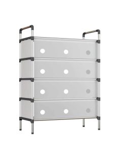   Шкаф-етажерка за обувки с 4 нива и рафт, Метален бял цвят, 60x28x90 см