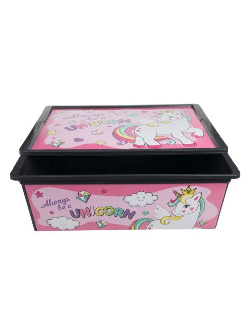 Кутия за съхранение с капак Еднорог, Unicorn, Пластмасова, 52.5x37x17.5 см 