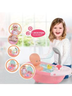   Детски комплект Бебе-Кукла (40см) с аксесоари за баня и звукови ефекти, 38x18x40 cm , 3+ години