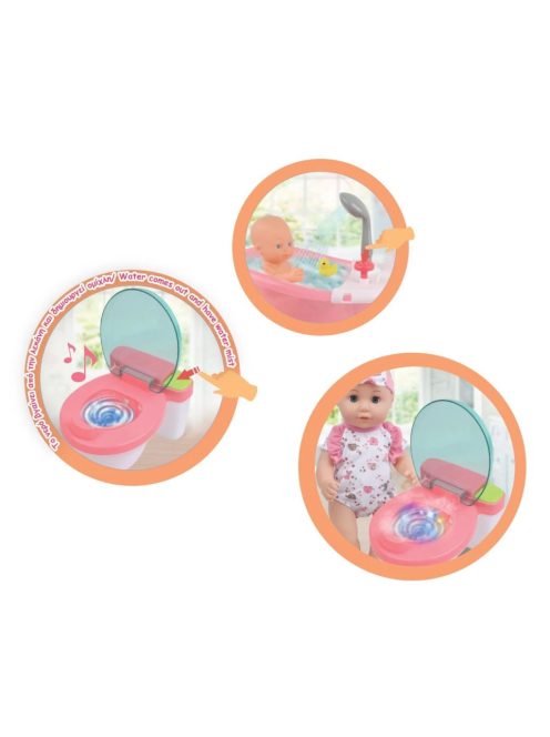 Детски комплект Бебе-Кукла (40см) с аксесоари за баня и звукови ефекти, 38x18x40 cm , 3+ години