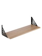 Универсален рафт за стена от дърво с метални орнаментни подпори, До 3 кг., 60x20x1.5 cm, Дъб