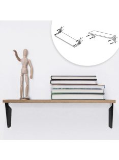  Универсален рафт за стена от дърво с метални орнаментни подпори, До 3 кг., 60x20x1.5 cm, Дъб