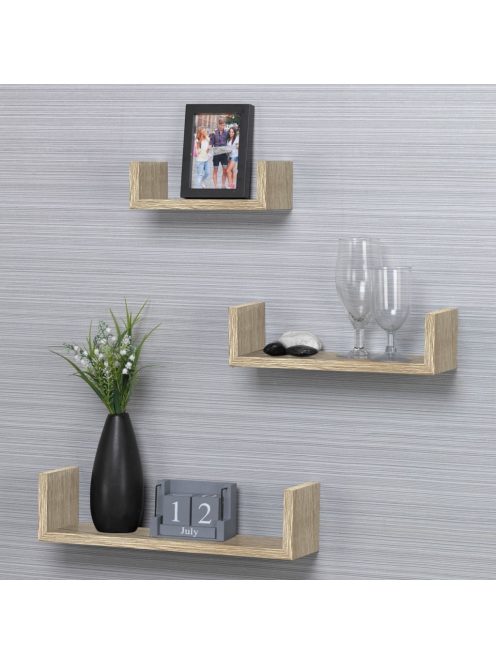 Комплект рафтове, Универсална етажерка за стена, 3 броя, MDF, До 3 кг.