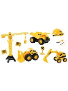 Комплект със строителни машини, аксесоари и каска, 53x11x36cm, Жълт, 3+ години