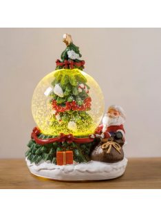   Коледна декоративна снежна топка с Дядо Коледа и чувал, Led80 осветление, 9×8×13см