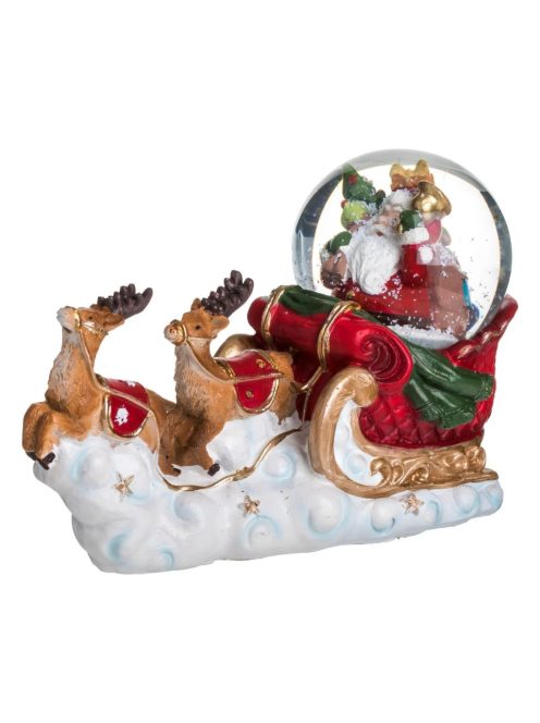 Коледна декоративна фигурка шейна със снежно кълбо, Дядо Коледа и LED, 18x7x10 см