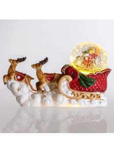   Коледна декоративна фигурка шейна със снежно кълбо, Дядо Коледа и LED, 18x7x10 см