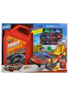 Писта - куфарче под формата на туба за масло с 6 превозни средства, 46x12x34cm, 3+ години