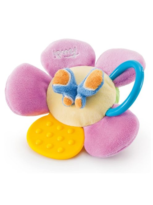 Бебешка играчка Trudi, Цвете с пеперуда, С ринг за окачване, 3 месеца+