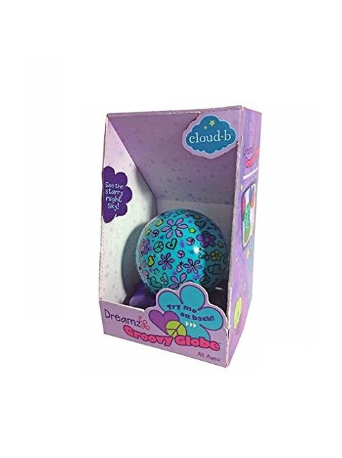 Нощна прожекционна лампа ГЛОБУС за детска стая от CloudB, Groovy Globe, Aqua Flowers and Hearts