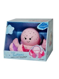   Нощна прожекционна лампа ОКТОПОД плюш за детска стая от CloudB Octo Softeez, Розова