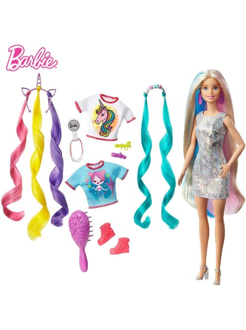 КУКЛА Барби с блестяща дълга коса, Barbie Fantasy Hair doll, 30 cm, DHN04