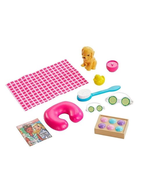 КУКЛА Барби в СПА център, Barbie Wellness Spa Doll Blonde with Puppy, 30 cm,  GJG55