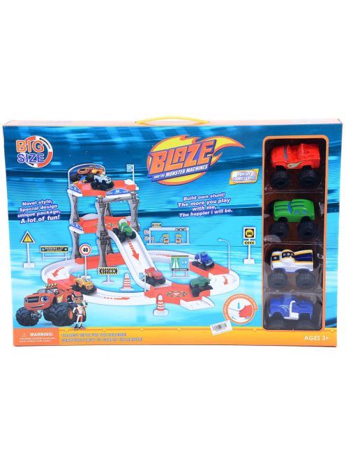 Детски комплект Паркинг Blaze, 3 нива и 4 колички, 51 х 7 х 35 cm, 3+ години