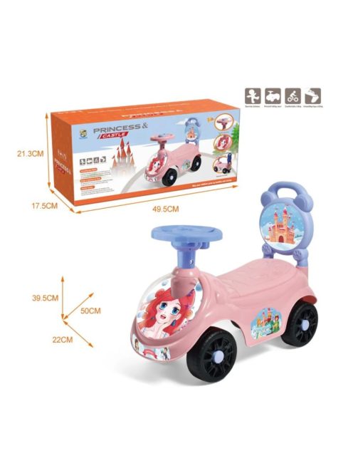 Детска кола за баланс и прохождане Princess, Със звуци, 50 х 40 х 22 см, 3 + години