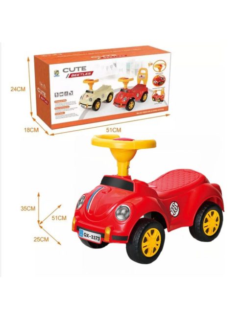 Детска кола за баланс и прохождане Beetles, С бутон за сигнализация, 50 х 42 х 23 см, 1,5 + години