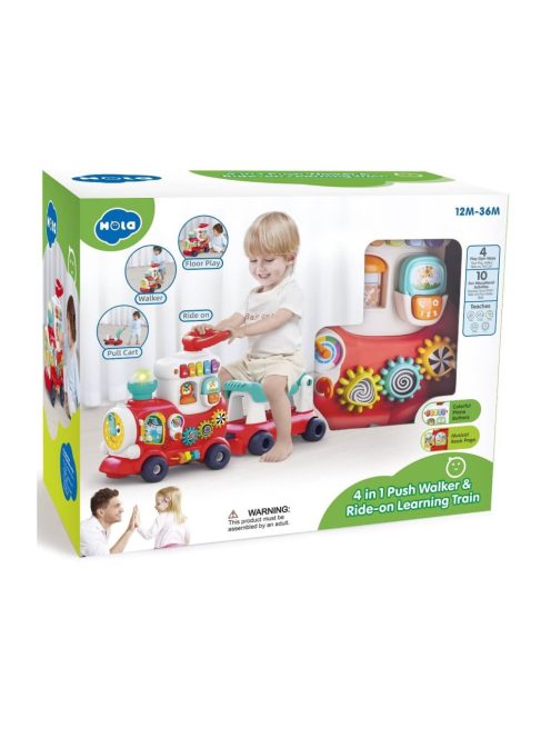 Детско влакче за баланс и прохождане Hola 4 в 1, Със звукови и светлинни ефекти, 76x 22 x 40 cm, 1,5 + години