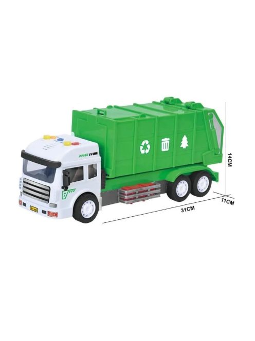 Камион за боклук със светлинни и звукови ефекти, 38x13x21,5cm, Зелен 3+ години