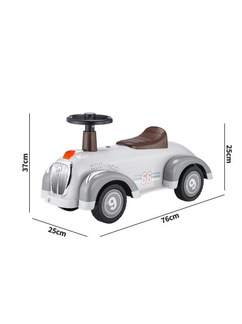 Детска кола за баланс и прохождане Ретро XLR, До 25 кг, С музика и светлини, 76X25X37 см, 1,5 + години, Сив