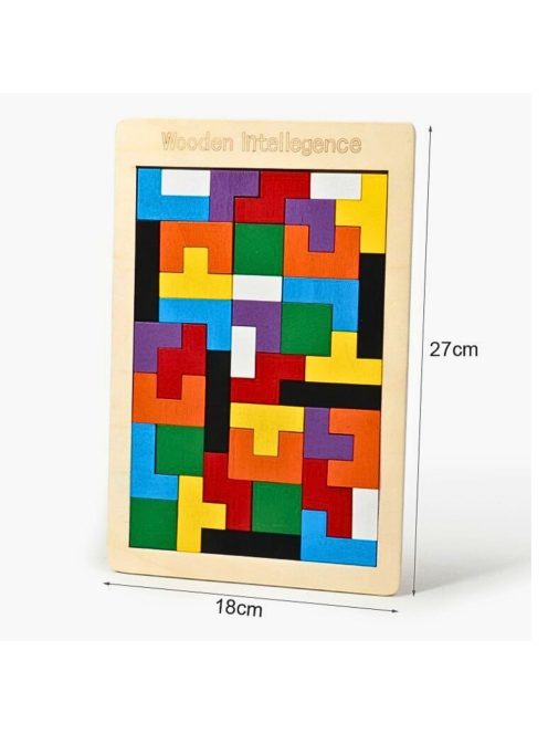 ДЪРВЕН ПЪЗЕЛ ТЕТРИС Монтесори, 18 х 27 см, 3+ години