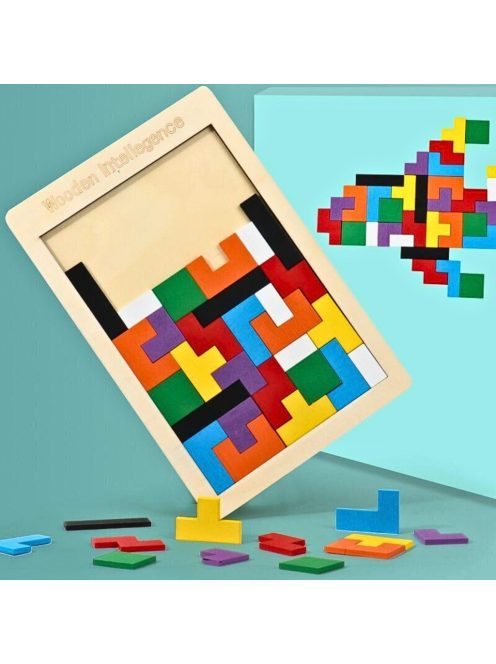 ДЪРВЕН ПЪЗЕЛ ТЕТРИС Монтесори, 18 х 27 см, 3+ години