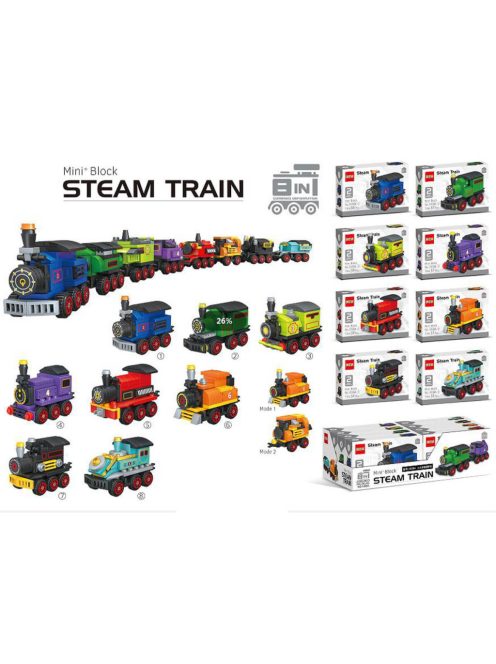 ДЕТСКИ МАЛЪК КОНСТРУКТОР ЛОКОМОТИВ 8 ВИДА