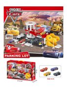 Детски комплект Паркинг - Дино Cars, 2 нива, 4 колички и 2 пързалки, 51,5 х 30 х 10,5 см, 3+ години