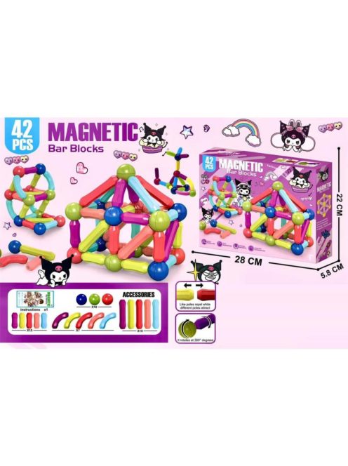 МАГНИТЕН КОНСТРУКТОР ПРЪЧКИ 42 ЧАСТИ KUROMI