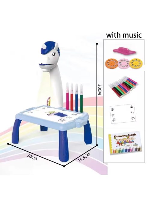 Детска маса за рисуване с проектор Еднорог, 35 х 30 х 7 см
