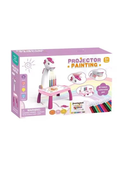 Детска маса за рисуване с проектор Еднорог, 35 х 30 х 7 см