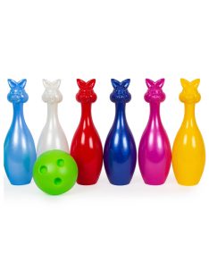   Детска игра БОУЛИНГ с 6 кегли Зайчетаи 1 топка, 26х26х27 cm