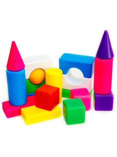   ДЕТСКИ КОНСТРУКТОР С ЕДРИ ЕЛЕМЕНТИ И ТОПКА 18 ЧАСТИ