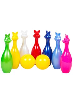   Детска игра БОУЛИНГ с 6 кегли Зайчетаи 2 топка, 26х26х27 cm