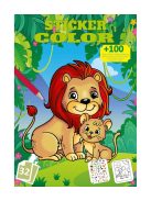 Книжка за оцветяване и стикери Животни + 100 стикери, 32 стр., 4 модела, 29 х 21 х 0,2 см